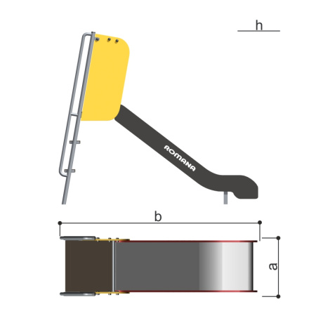 Горка h950, скат нержавейка Романа 110.22.00