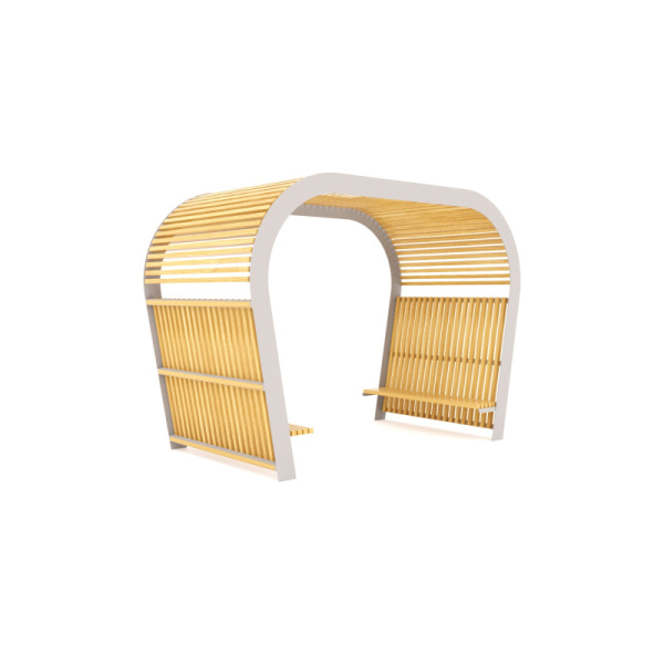 Беседка "Лагуна" (светлое дерево T1802+серый металл) (анкерное)