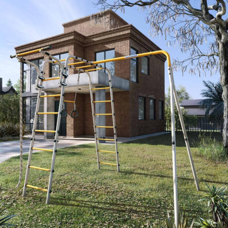 Детский спортивный комплекс для дачи ROMANA Веселая лужайка - 2 (Цвет  серый/желтый | Без качелей)
