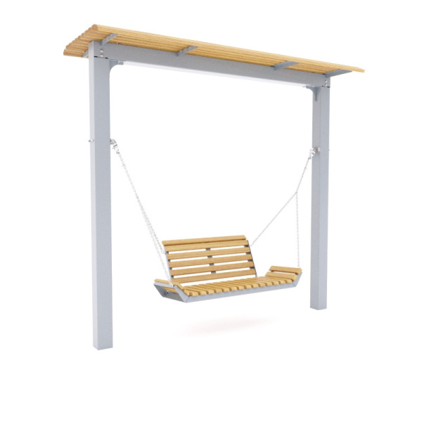 Парковые качели "Парус" (светлое дерево T1802+серый металл) (бетонирование)