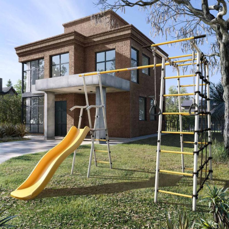 Детский спортивный комплекс для дачи ROMANA Богатырь (Цвет серый/желтый | Качели Без качелей)